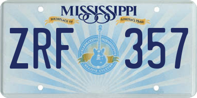 MS license plate ZRF357