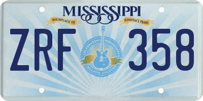 MS license plate ZRF358