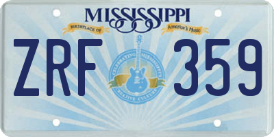MS license plate ZRF359