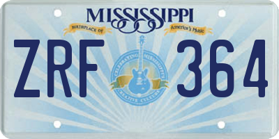 MS license plate ZRF364