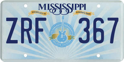 MS license plate ZRF367