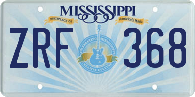 MS license plate ZRF368