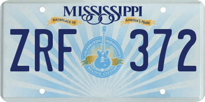 MS license plate ZRF372