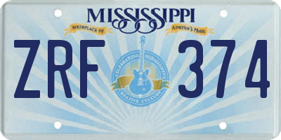 MS license plate ZRF374