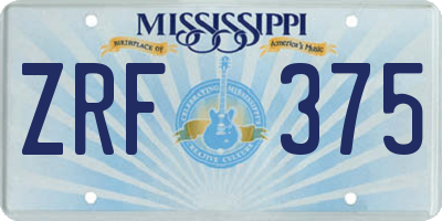 MS license plate ZRF375