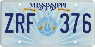 MS license plate ZRF376