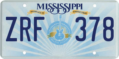 MS license plate ZRF378