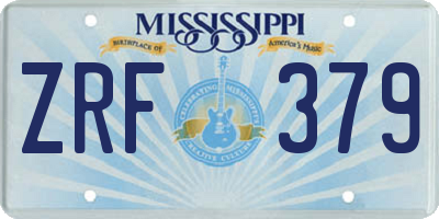 MS license plate ZRF379