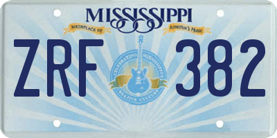 MS license plate ZRF382