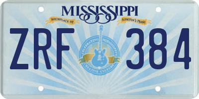MS license plate ZRF384
