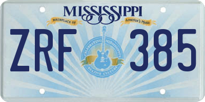 MS license plate ZRF385