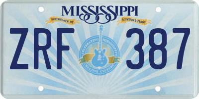 MS license plate ZRF387