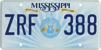 MS license plate ZRF388