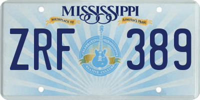 MS license plate ZRF389