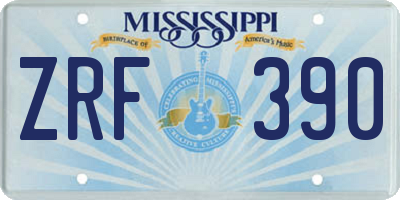 MS license plate ZRF390