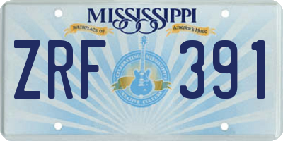 MS license plate ZRF391