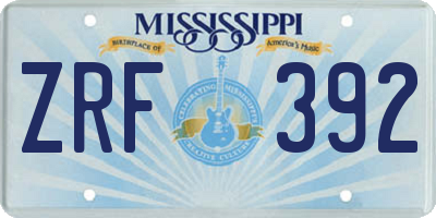 MS license plate ZRF392