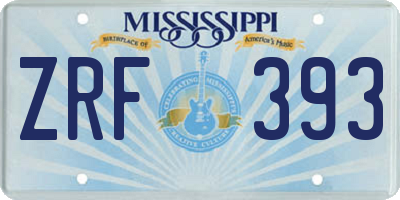 MS license plate ZRF393