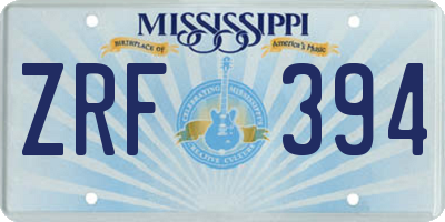 MS license plate ZRF394
