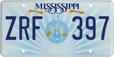 MS license plate ZRF397