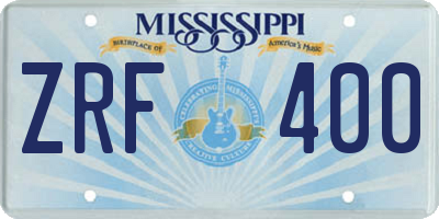 MS license plate ZRF400