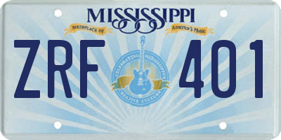 MS license plate ZRF401