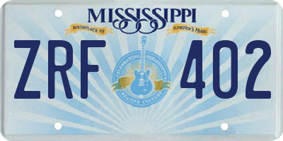 MS license plate ZRF402