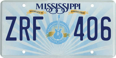 MS license plate ZRF406