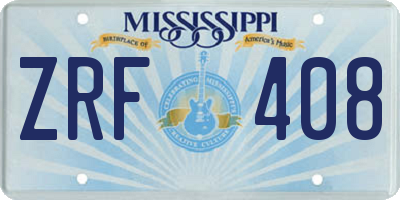 MS license plate ZRF408