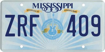 MS license plate ZRF409