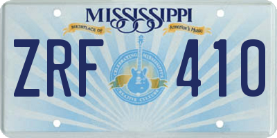 MS license plate ZRF410