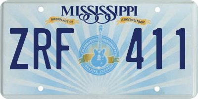 MS license plate ZRF411