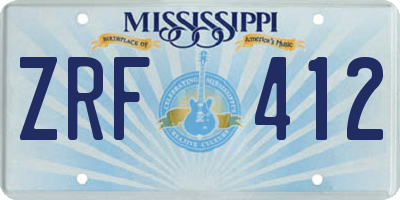 MS license plate ZRF412