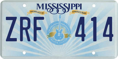 MS license plate ZRF414