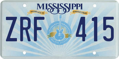 MS license plate ZRF415