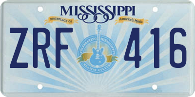 MS license plate ZRF416