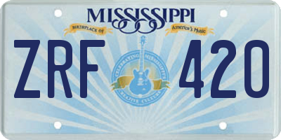 MS license plate ZRF420
