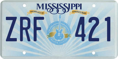 MS license plate ZRF421