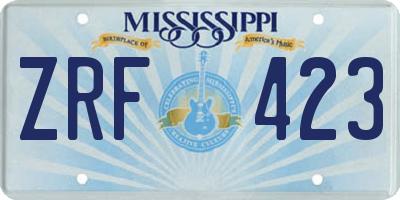 MS license plate ZRF423