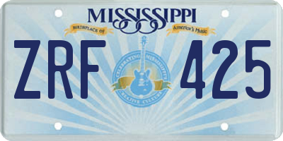 MS license plate ZRF425