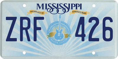 MS license plate ZRF426