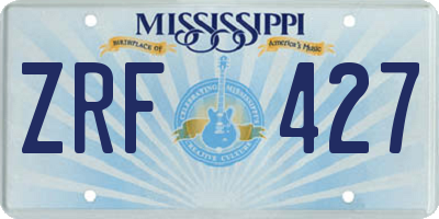 MS license plate ZRF427