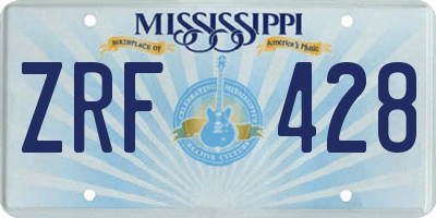 MS license plate ZRF428