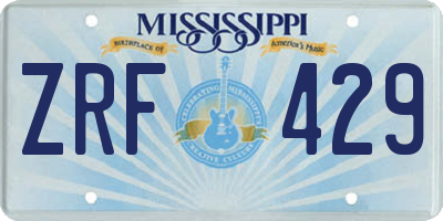 MS license plate ZRF429