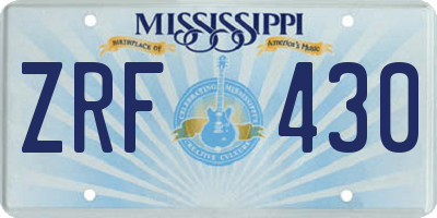 MS license plate ZRF430