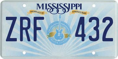 MS license plate ZRF432