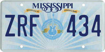 MS license plate ZRF434
