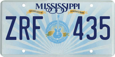 MS license plate ZRF435