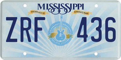MS license plate ZRF436