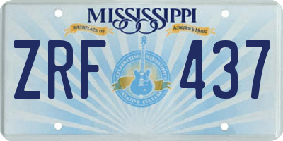 MS license plate ZRF437